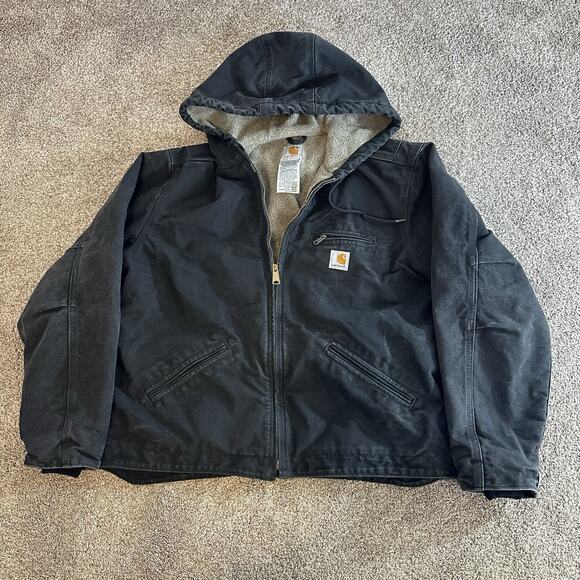 Carhartt Jackets & Blazers - Womens L Carhartt Black W3141 Weathered Coat Jacket Sherpa Lined Hooded